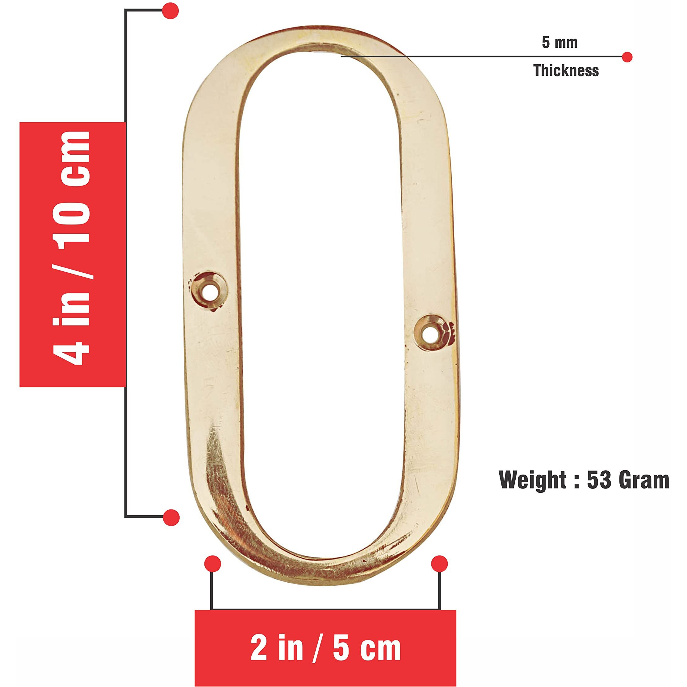 Pure Source India Brass House Hotel Door Number 4 Inch - No 0 (Zero - 1 Piece)