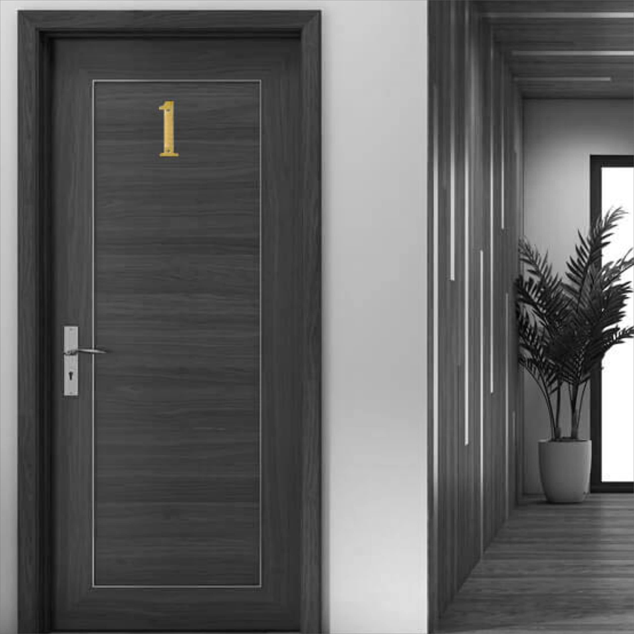 Pure Source India Brass House Hotel Door Number 4 Inch - No 1 (One - 1 Piece)