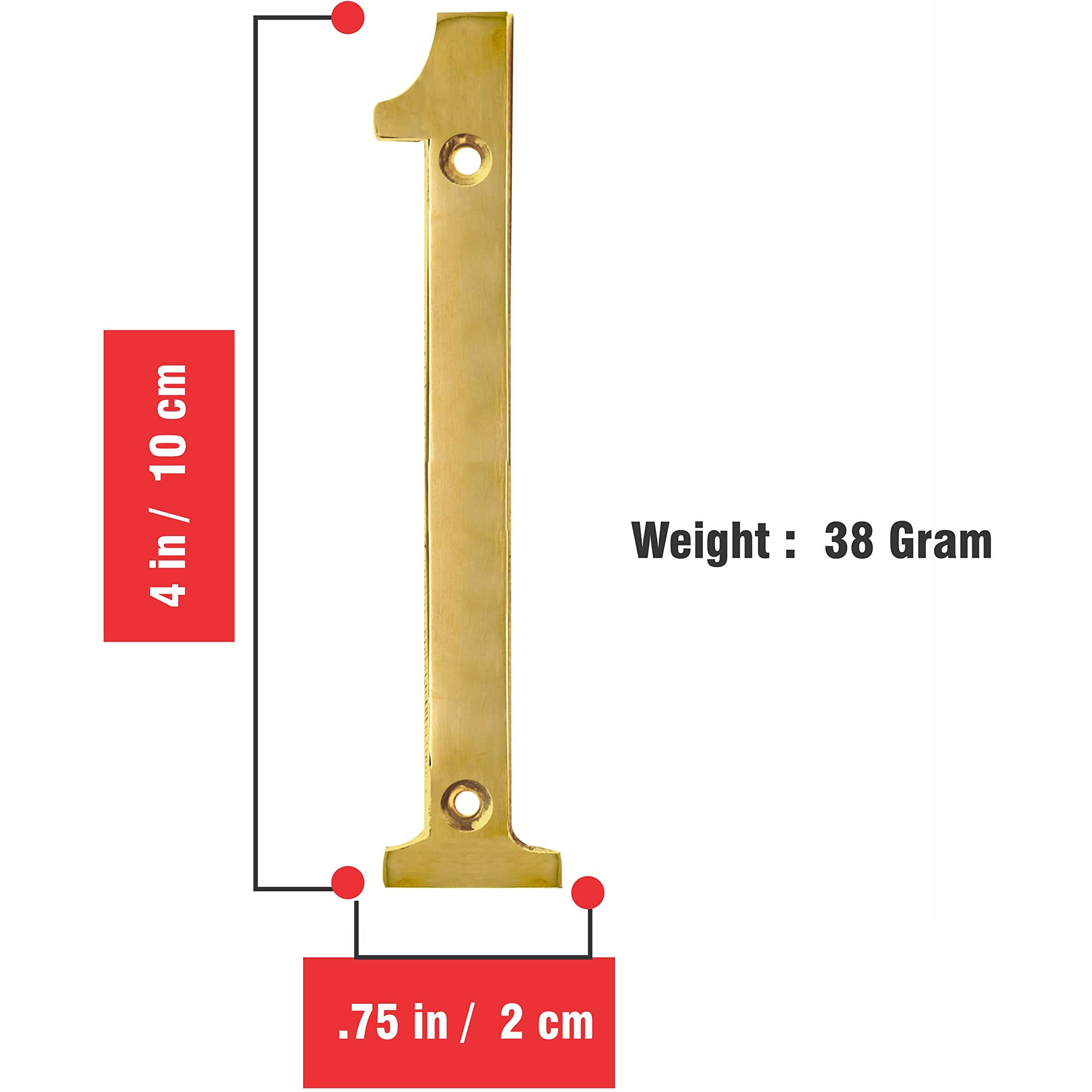 Pure Source India Brass House Hotel Door Number 4 Inch - No 1 (One - 1 Piece)