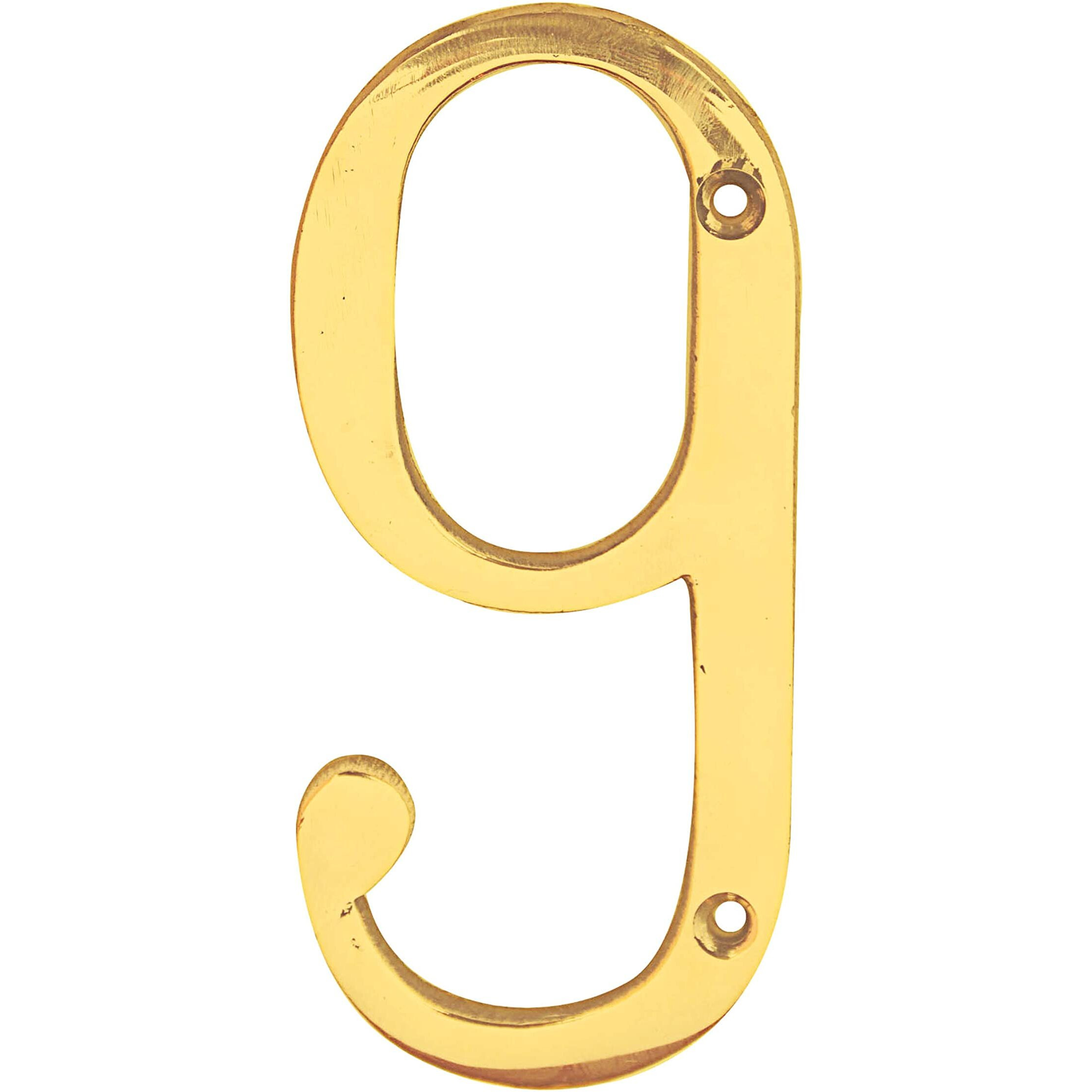 Pure Source India Brass House Hotel Door Number 4 Inch - No 9 (Nine - 1 Piece)