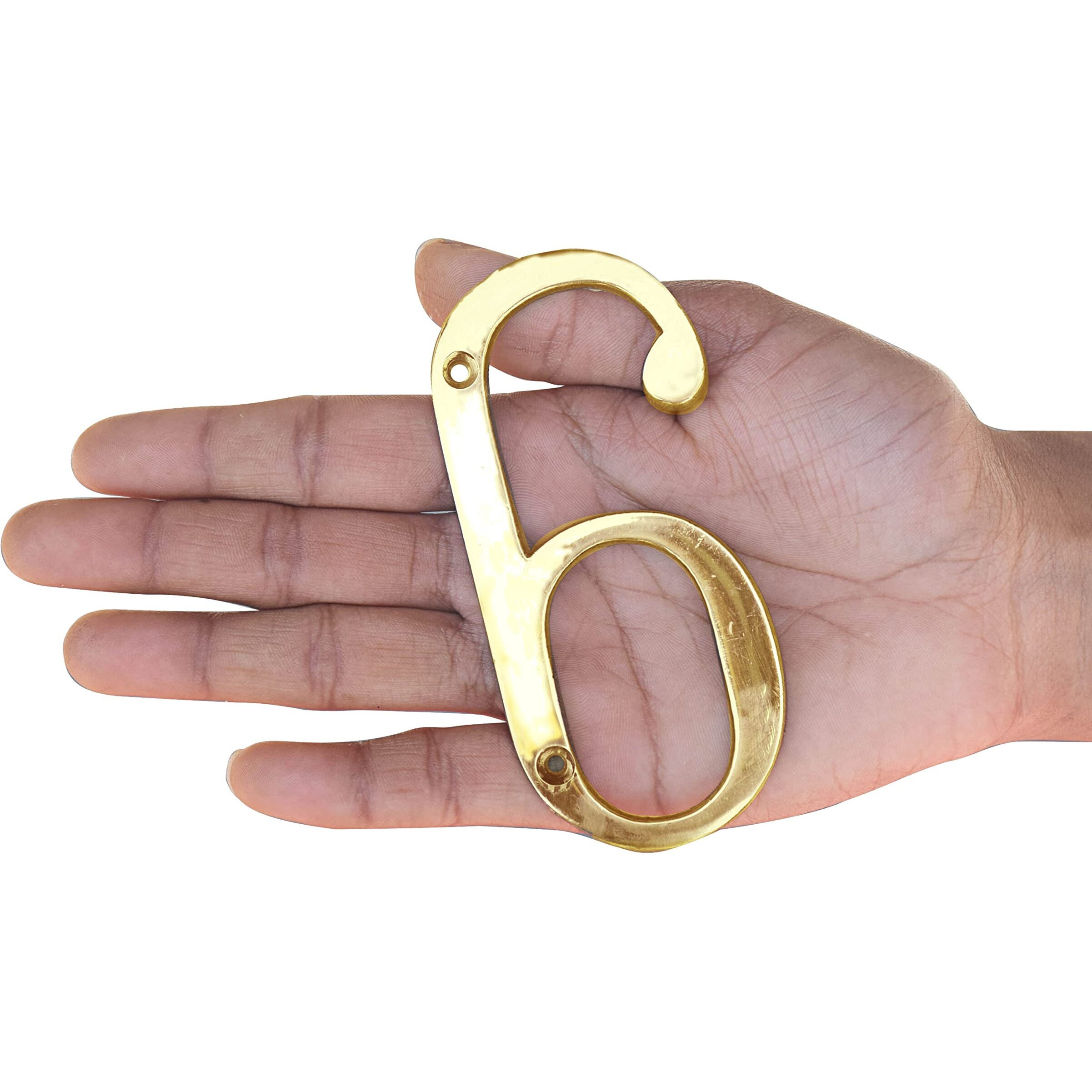 Pure Source India Brass House Hotel Door Number 4 Inch - No 6 (Six - 1 Piece)