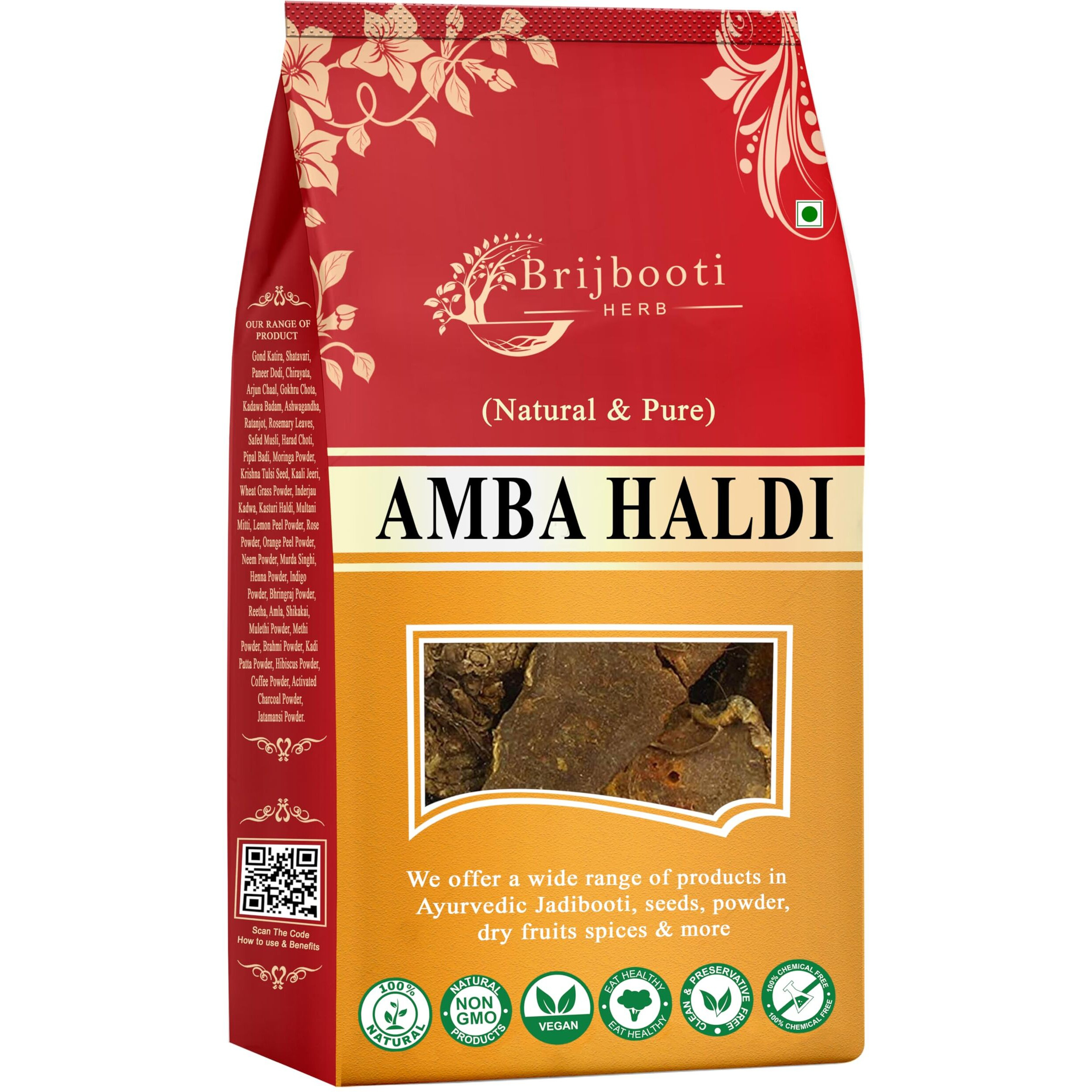 Birju Mahavir 400 Gr Amba Haldi - Ambia Haldi - Curcuma Aromatica - Wild Turmeric