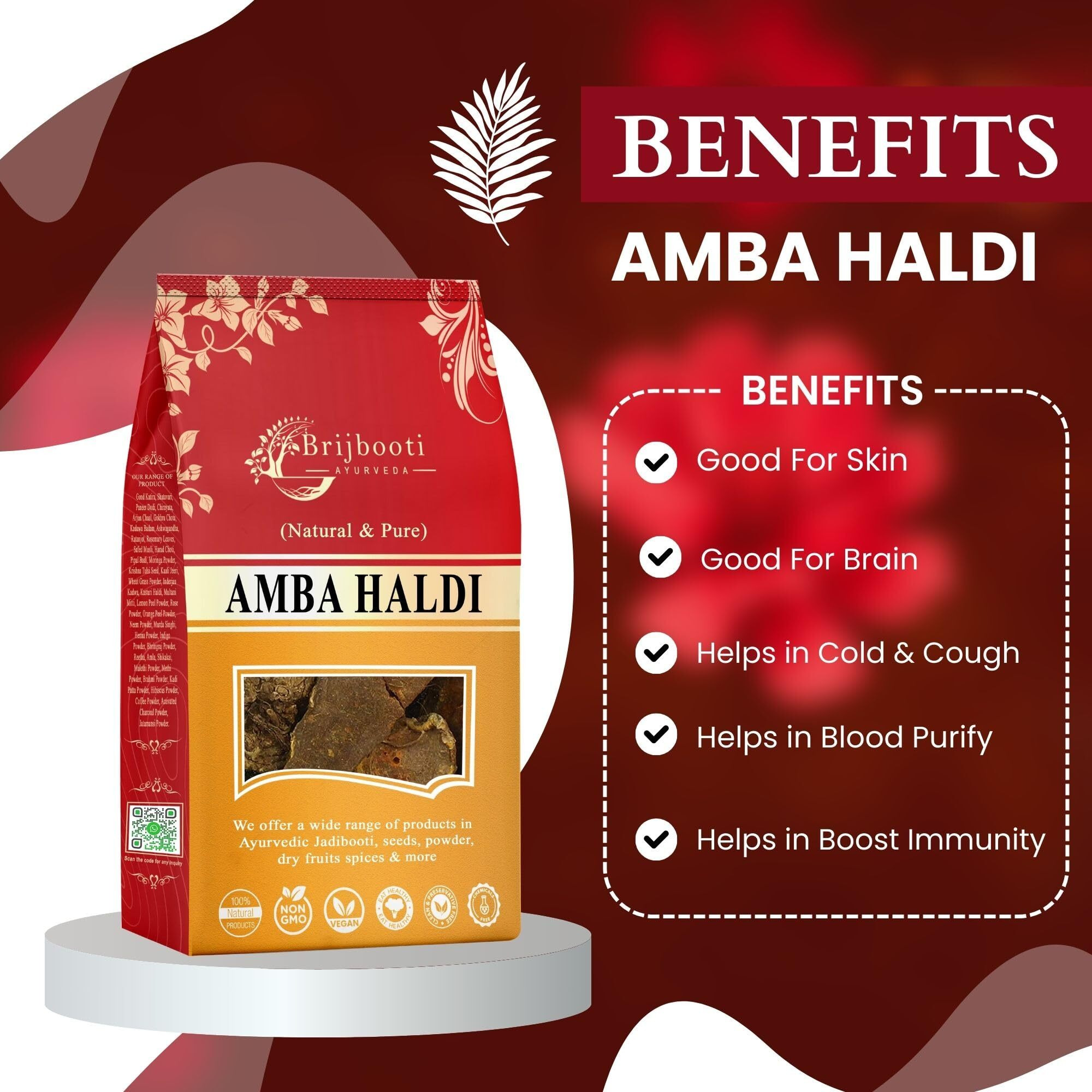 Birju Mahavir 400 Gr Amba Haldi - Ambia Haldi - Curcuma Aromatica - Wild Turmeric