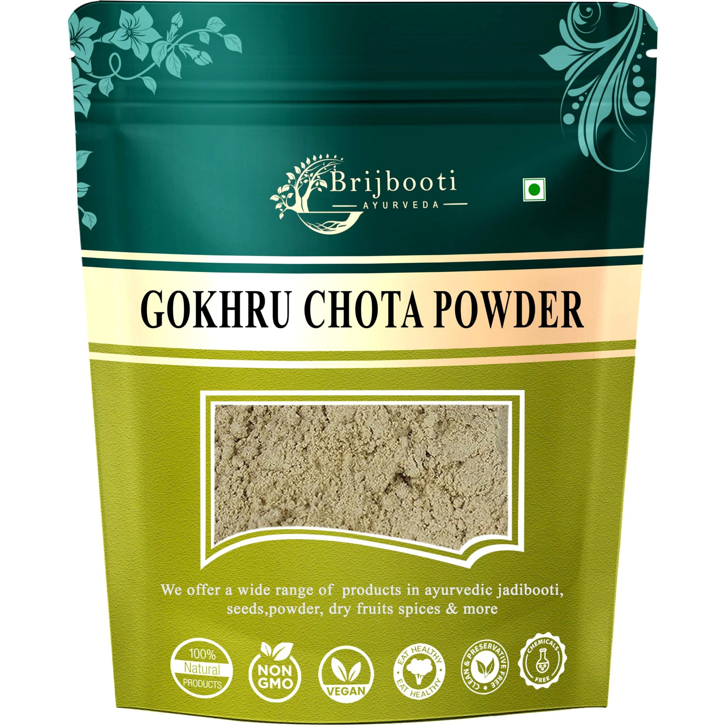 Birju Mahavir Gokhru Powder - Gokshura Powder, Multi-Colored, 100 Gram