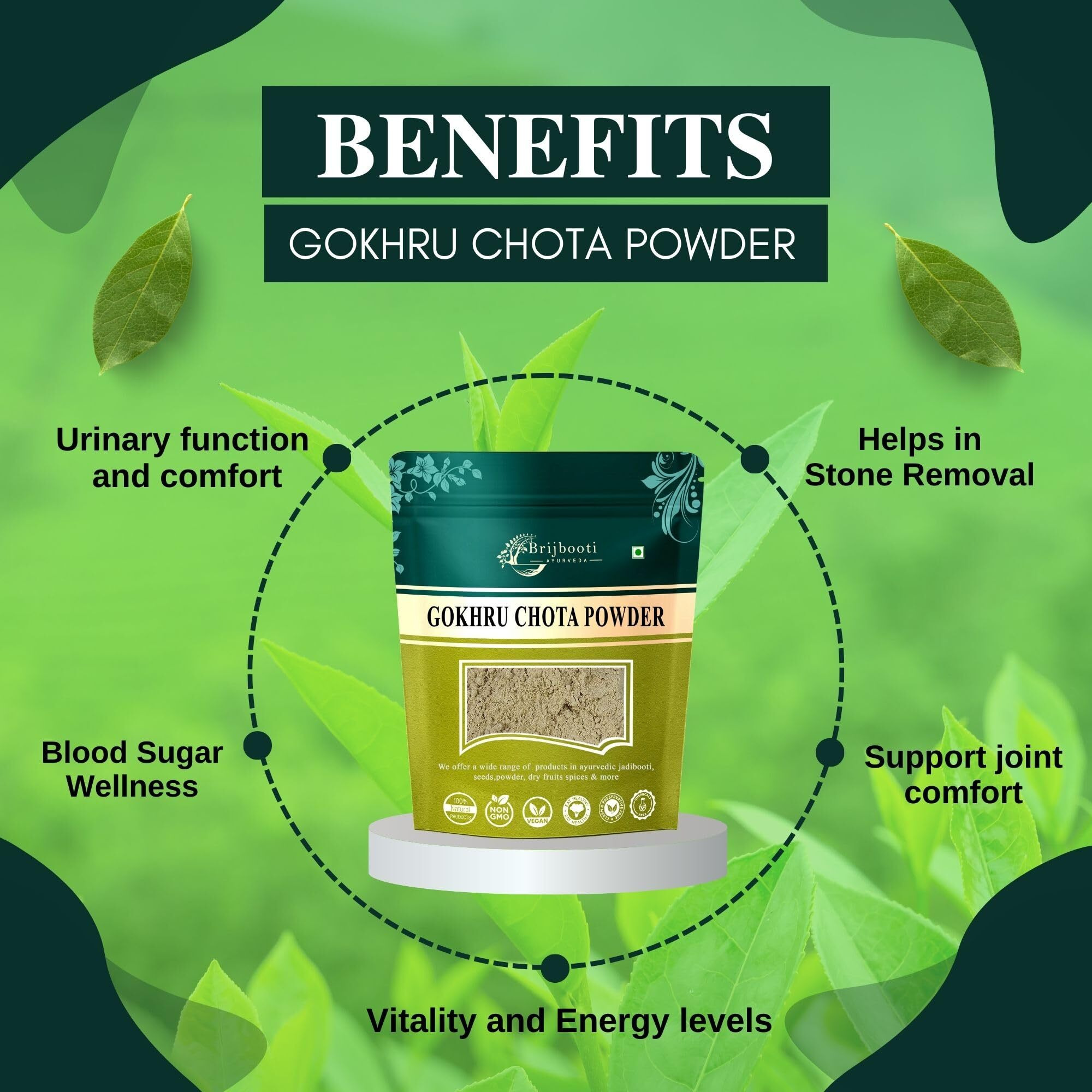 Birju Mahavir Gokhru Powder - Gokshura Powder, Multi-Colored, 100 Gram