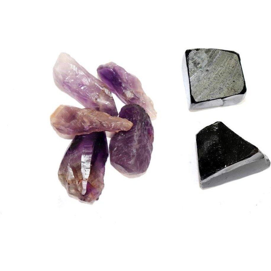 Rr Sheikh Gems Natural Amethyst And Black Obsidian Rough Raw Rock Healing Stones Crystal Gemstones