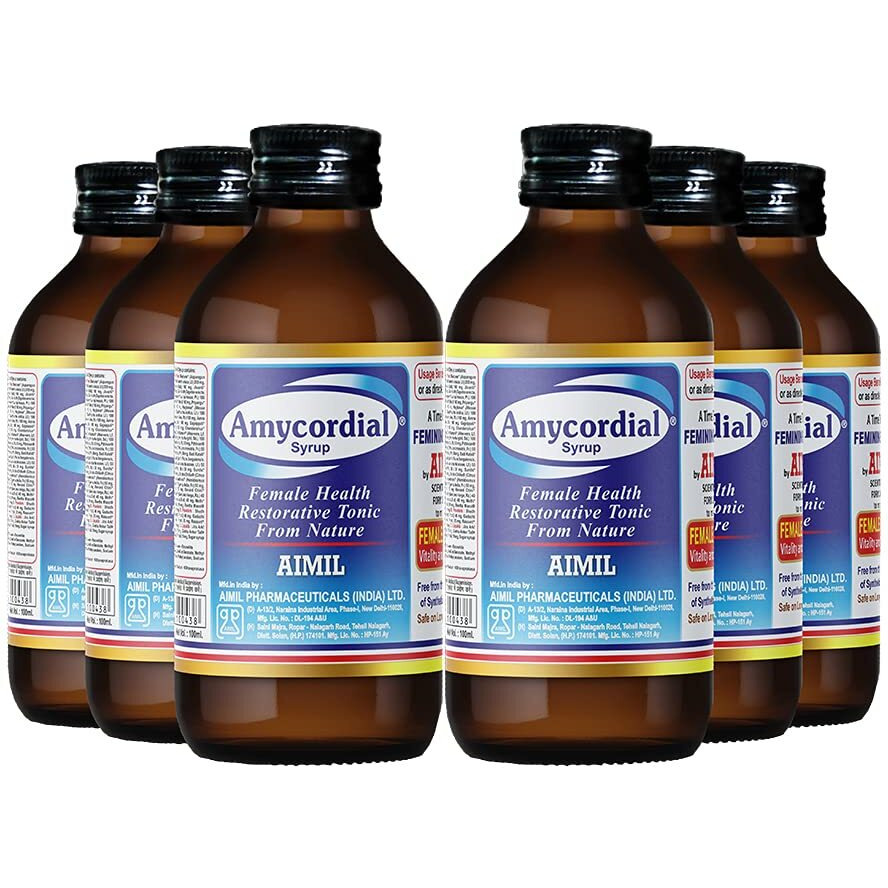 Aimil Amycordial Syrup - 200Ml (Pack Of 6) | Female Health Restorative Tonic | Contains Shatavari, Amla, Guduchi, Methi And More