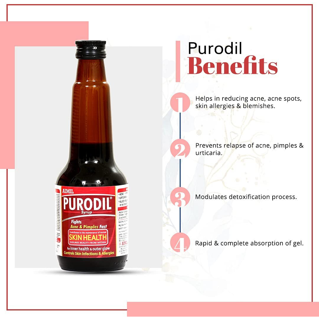 Aimil Purodil Syrup For Pimple And Acne Free Skin| Anti-Allergic Anti-Microbial Blood Purifier Syrup - 200 Ml (Pack Of 3)