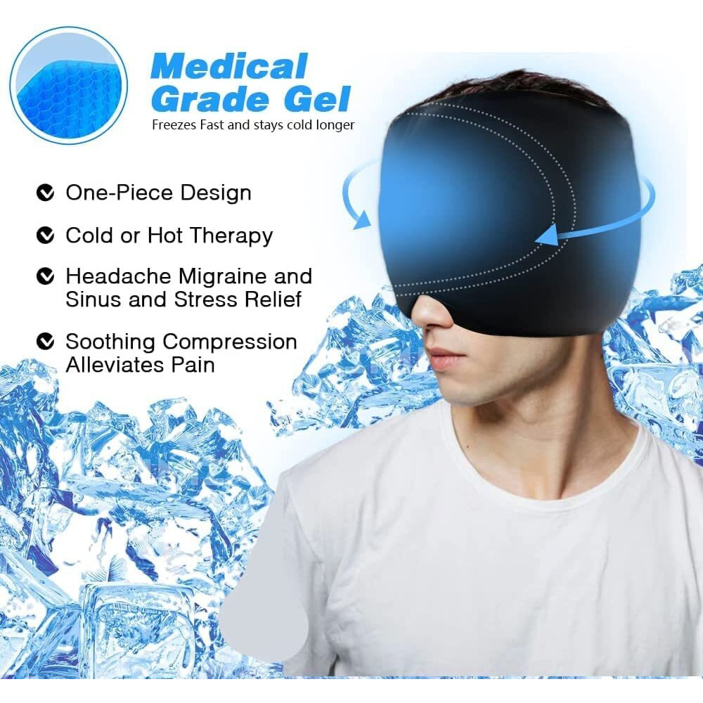 Wbc Worldbeautycare Migraine Relief Cap ,Hot & Cold Therapy Hat, Cool Gel Head Wrap, Cold Compress Migraine Relief Products Device For Tension & Stress (Random Color)