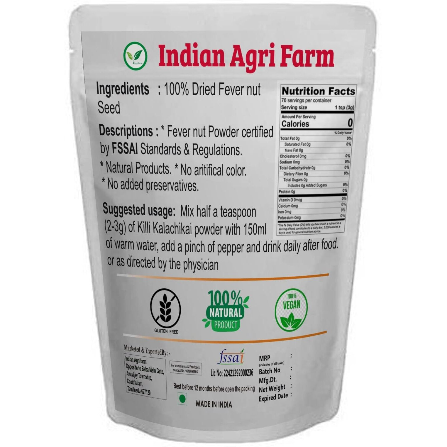 Iagrifarm Fever Nut Powder - 100 Gram/Sagargota/Kalarchikai/Kantkarej Powder