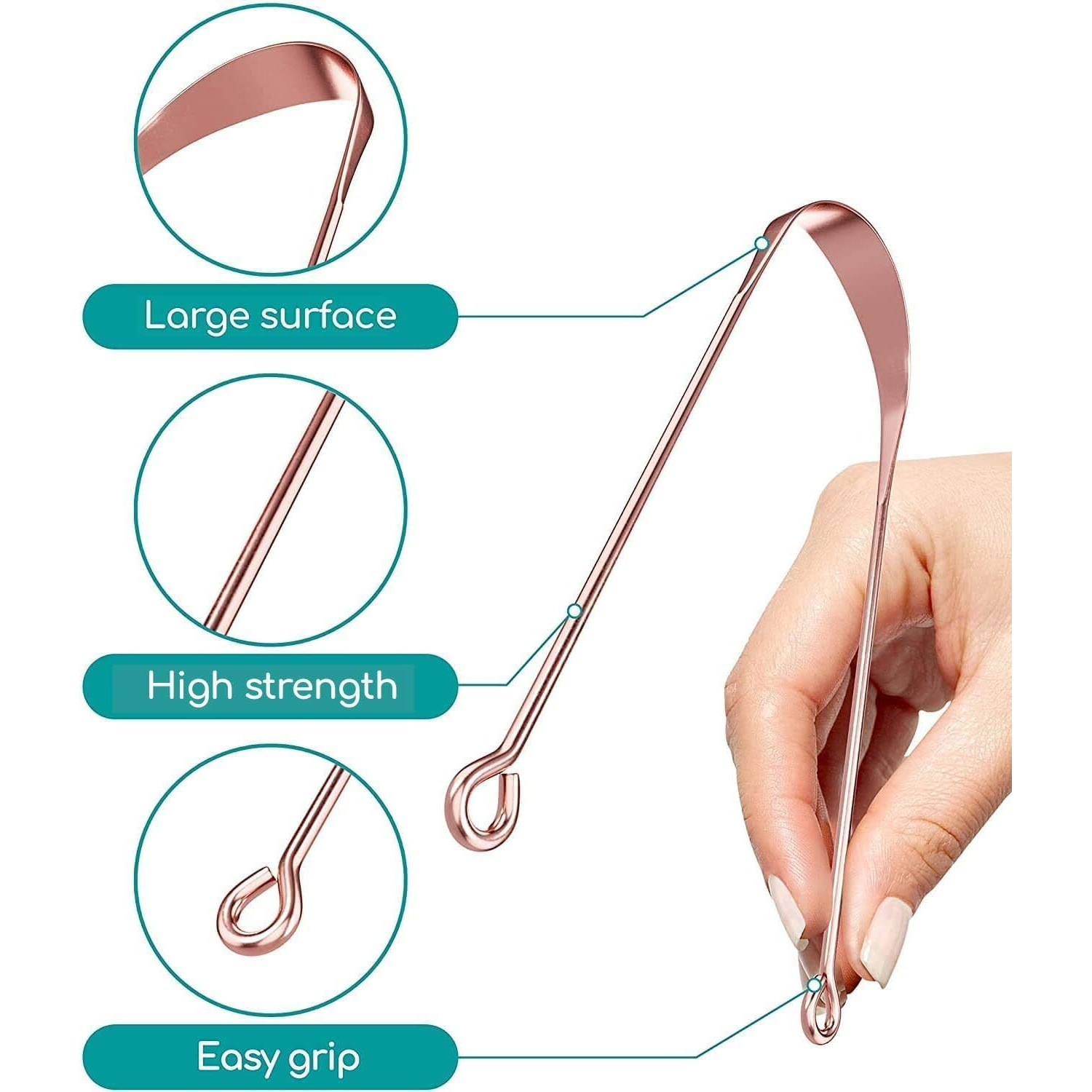 Style Keepers 3Pcs Ayurvedic Copper Tongue Cleaner For Kids & Adults Easy To Use With Travel Capsule Plastic Tooth Brush Paste Holder Flexible Design For Health, Oral Care Tool -3 Pack