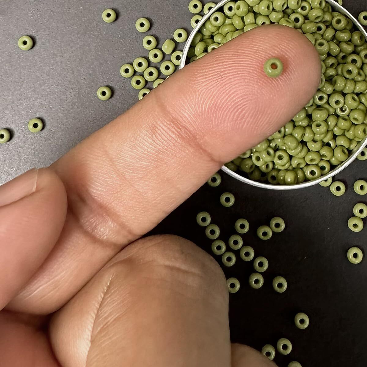 Embroiderymaterial 8/0 Olive Color Preciosa Seed Beads For Jewellery Making, Craft, Bracelet Making, Embroidery Work, Hair Accessories, Hair Band Making, Bag Making Etc. (100 Gram, 8/0, 3Mm)