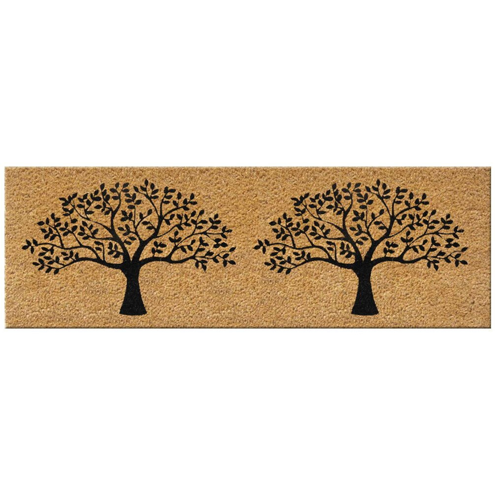 Atmah Double Tree Coir Door Mat - Size 120Cm X 40Cm, Brown, Black, Rectangular