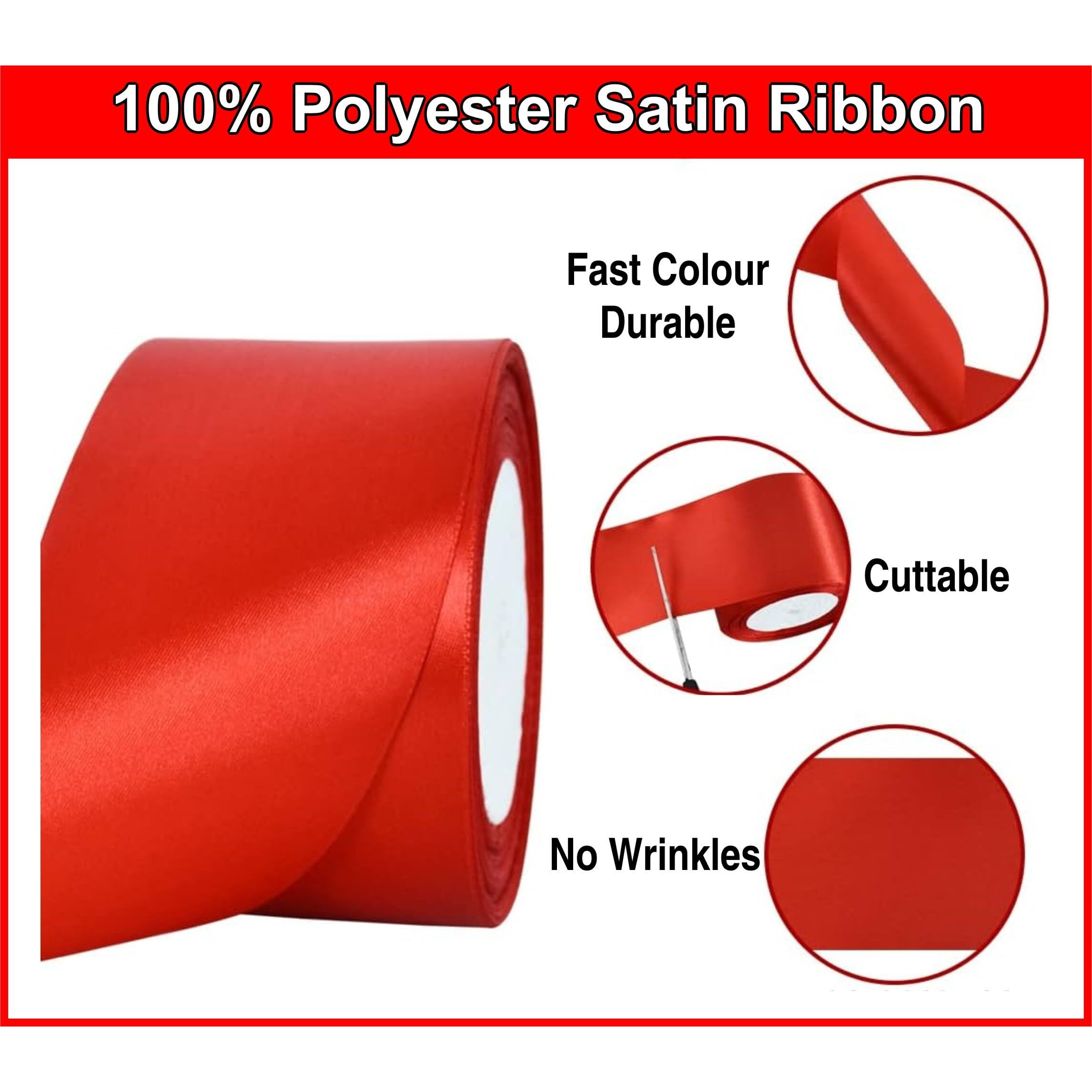 Imprint Satin 2 Inch Wide Ribbon (Red) -1 Roll