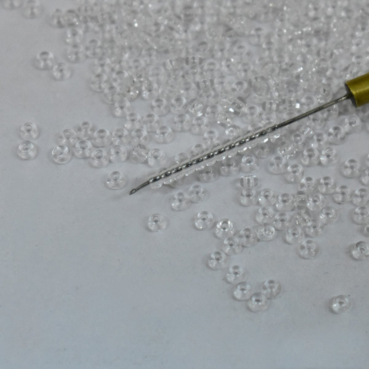Embroiderymaterial 11/0 Transparent Glass Stone Pearls,Transparent Seed Beads,Raw Materials For Making Toran,Beads For Jewellery Making,Bag Decoration,Embroidery,Transparent Muthyalu Craft Etc(2Mm/100 Grams)