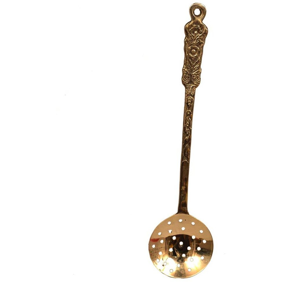 Bona Fide Pure Brass Spoon For Cooking And Serving Spoon | Brass Rice Spoon Diameter 14 Inch,1 Golchi Spoon,1 Rice Spoon,And 1 Flat Spoon Set Of 3 Cooking Spoons Set