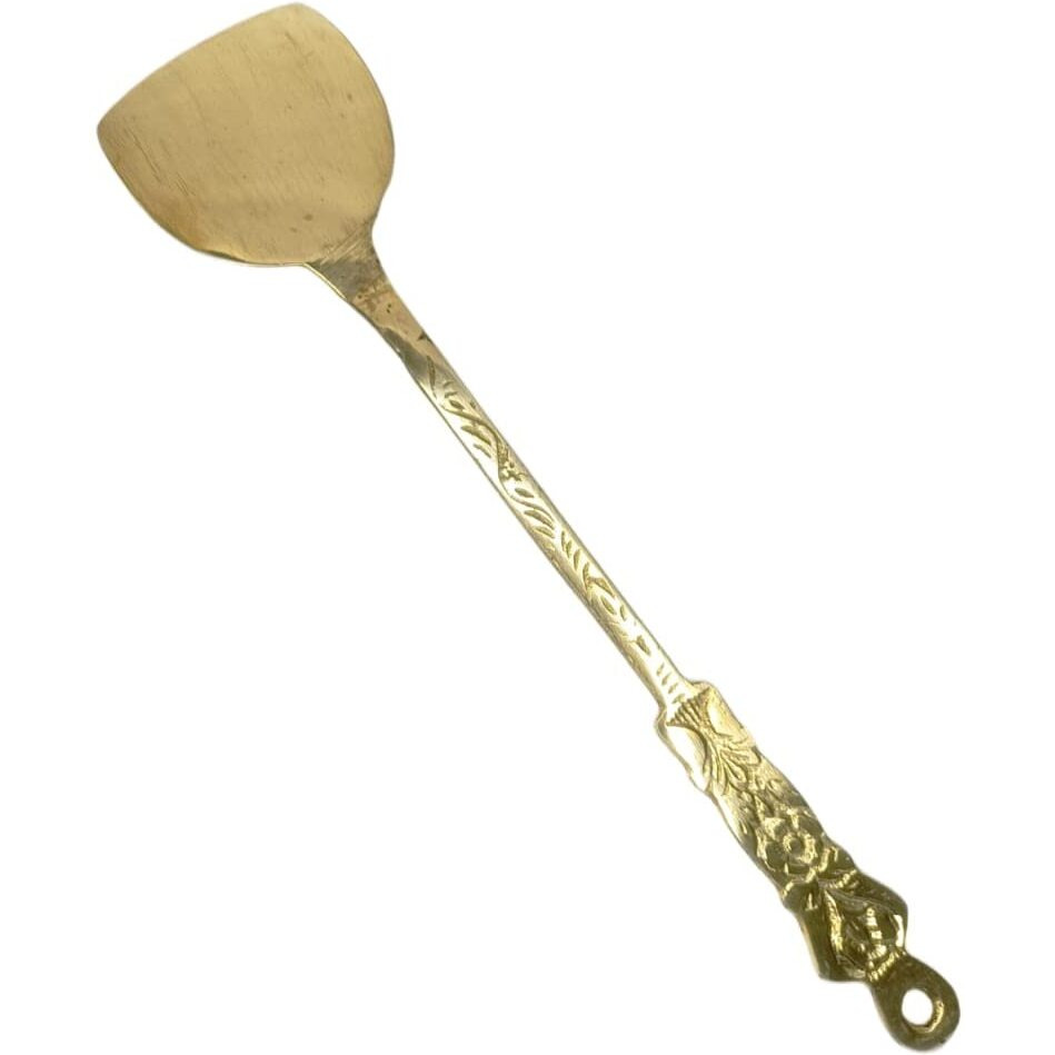 Bona Fide Pure Brass Spoon For Cooking And Serving Spoon | Brass Rice Spoon Diameter 14 Inch,1 Golchi Spoon,1 Rice Spoon,And 1 Flat Spoon Set Of 3 Cooking Spoons Set