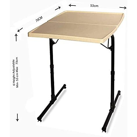 Bi3 Table Dual Top Multipurpose Laptop Study Dinning Portable Table Strong Adjustable Height (Gold Marble)