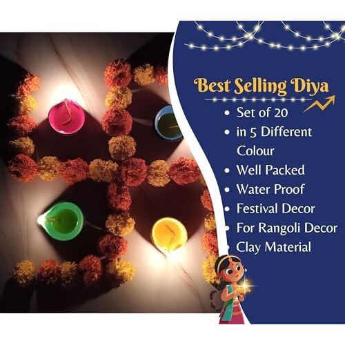 Indian Karigar Diya For Diwali Decoration Items For Home Decor 20 Colourful Clay Diya Decorative Diyas For Diwali Festival Diwali Diyas For Diwali Decor (Diwali Decoration Items For Home Decor)