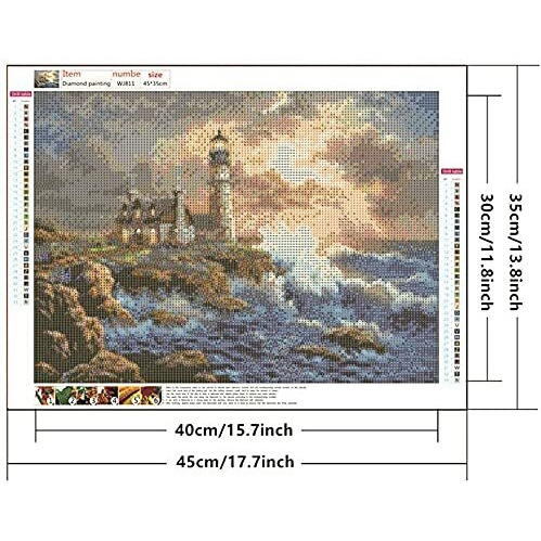 Hasthip 5D Diamond Painting By Number Kit, 40 * 50Cm Full Drill Diamond Painting Rhinestone Embroidery Pictures For Adults Kids Relaxation And Home Wall Decor (Multi-Color 1)