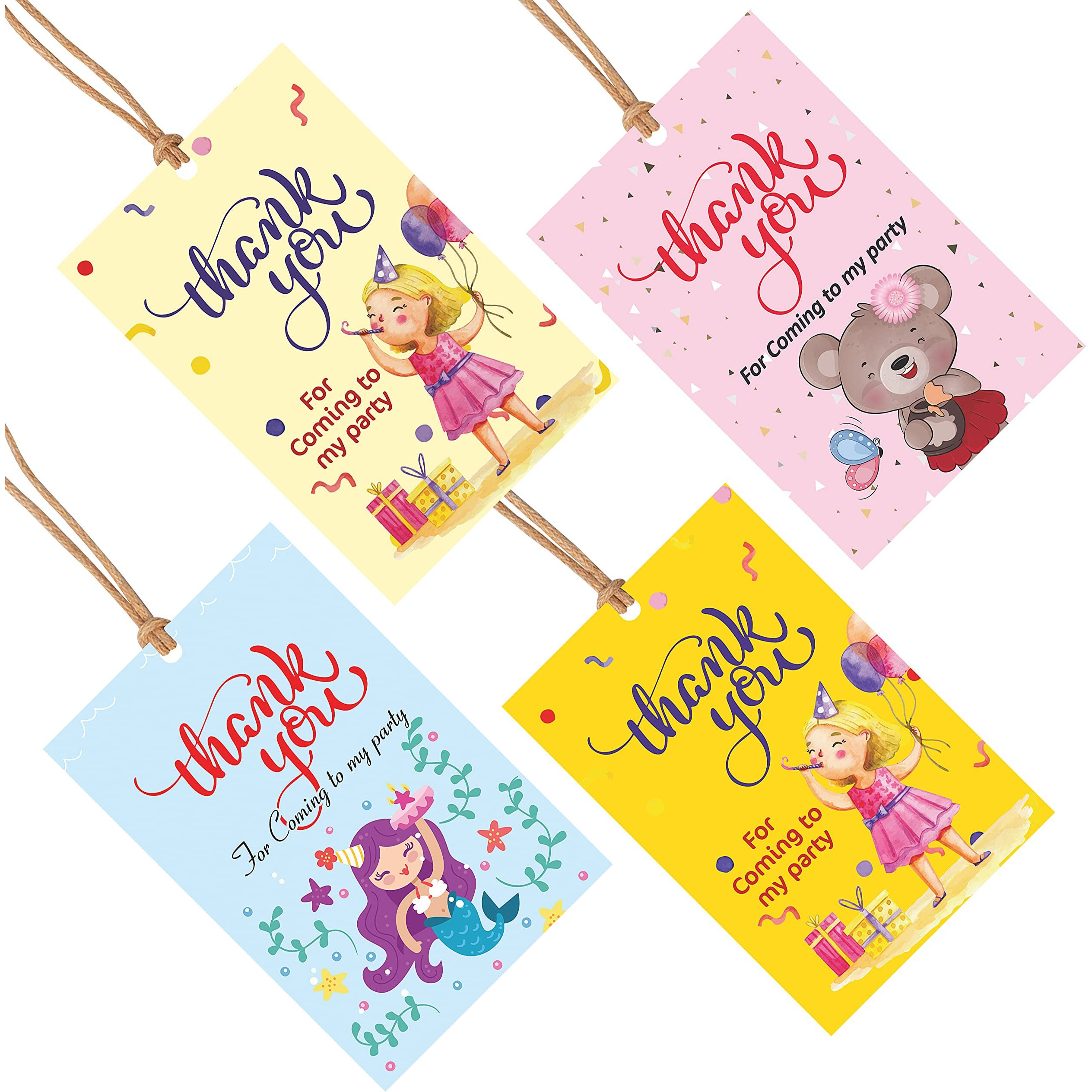 Clickedin - Thank You Party Tags, (4 Designs) Pack Of 50 Pieces Perfect For Party, Birthday And Wedding Celebration, Bridal Showers