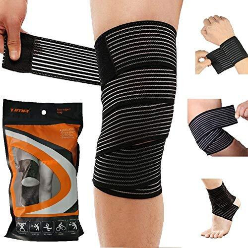 Tima Elastic Knee Compression Bandage Wraps | Support For Ankle, Knee, Elbow Pain Relief, Sports & Workout | Can Be Used For Squats And Powerlifting | Pack Of 2,(Black)