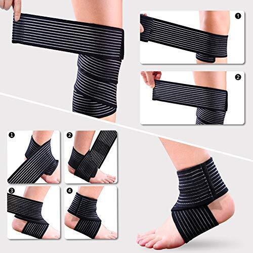Tima Elastic Knee Compression Bandage Wraps | Support For Ankle, Knee, Elbow Pain Relief, Sports & Workout | Can Be Used For Squats And Powerlifting | Pack Of 2,(Black)