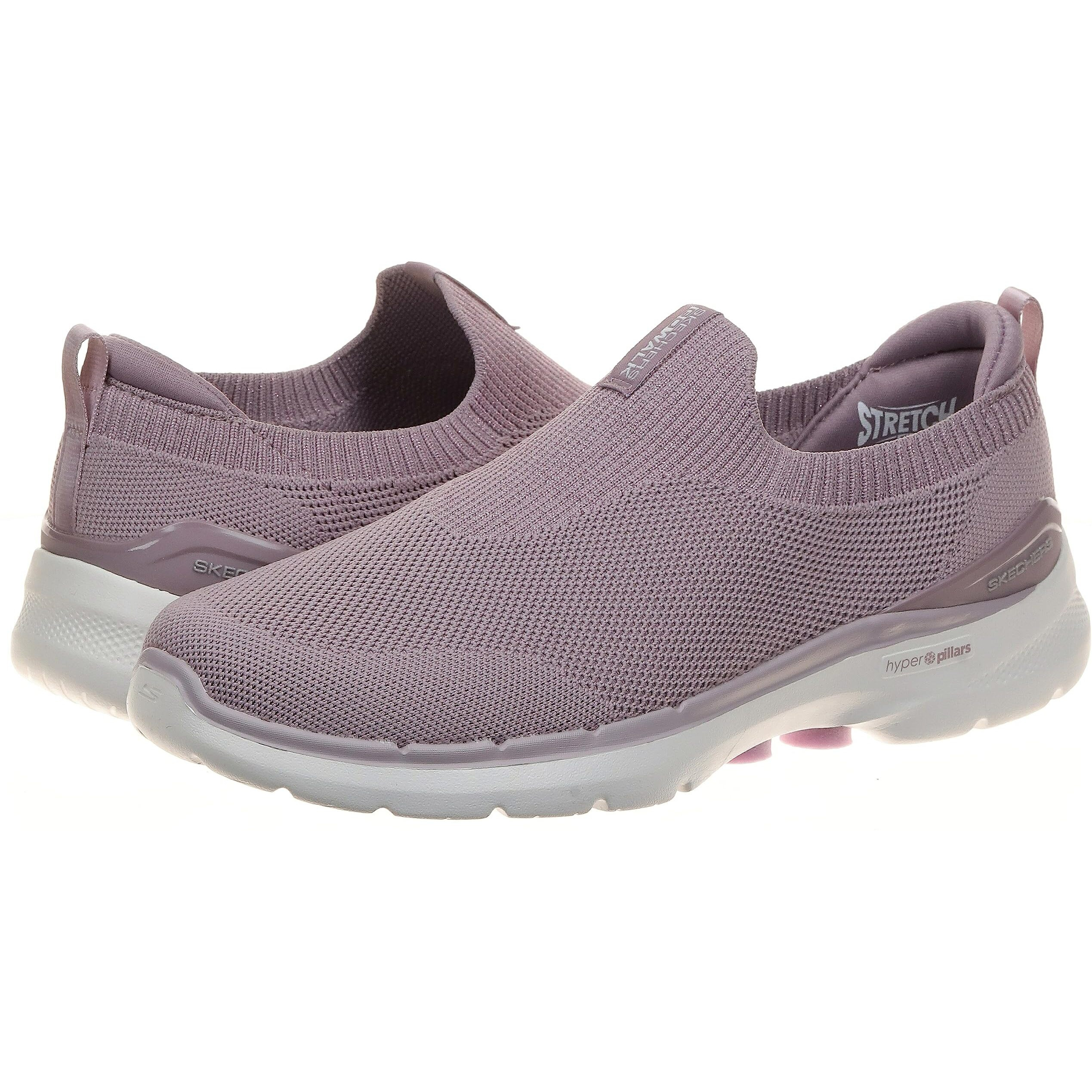 Skechers Womens Go Walk 6 - Vibrant Smile Mauve Sports Slip On Shoe