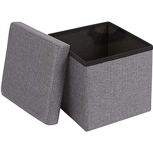 Abtrix With Ab Fabric Folding Organizer Storage Ottoman Bench Footrest Stool Coffee Table Cube,Camping Fishing Toys Chest Stool,Quick&Easy Assembly,22L Capacity,Padded (30X30X30 Cm,Light Grey)