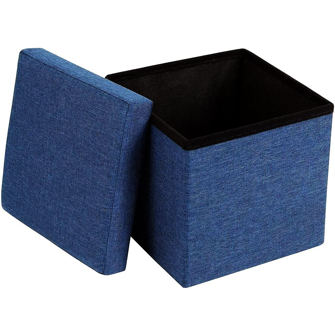 Abtrix With Ab Fabric Folding Organizer Storage Ottoman Bench Footrest Stool Coffee Table Cube,Camping Fishing Toys Chest Stool,Quick&Easy Assembly,22L Capacity,Padded (30X30X30 Cm,Dark Blue)