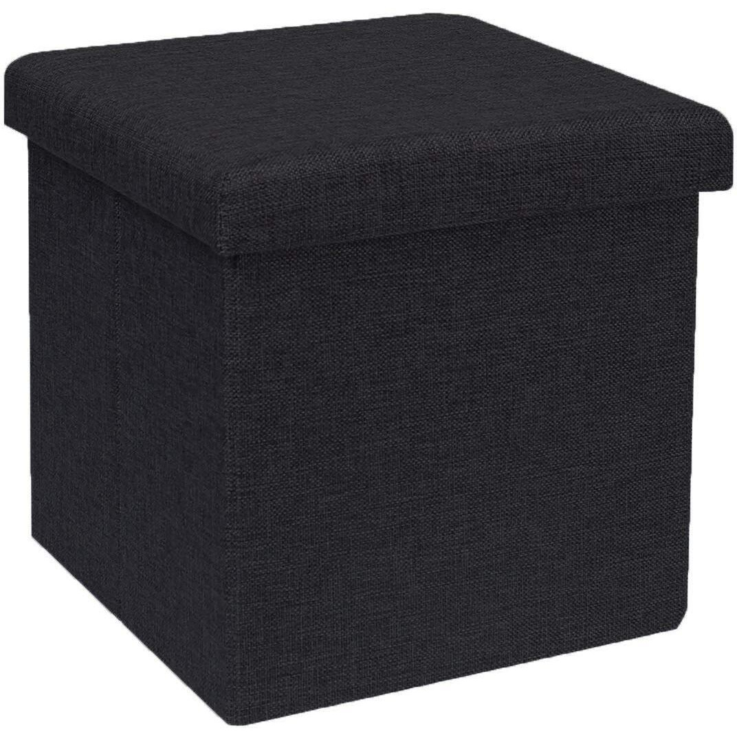 Abtrix With Ab Fabric Folding Organizer Storage Ottoman Bench Footrest Stool Coffee Table Cube,Camping Fishing Toys Chest Stool,Quick&Easy Assembly,22L Capacity,Padded (30X30X30 Cm,Black)