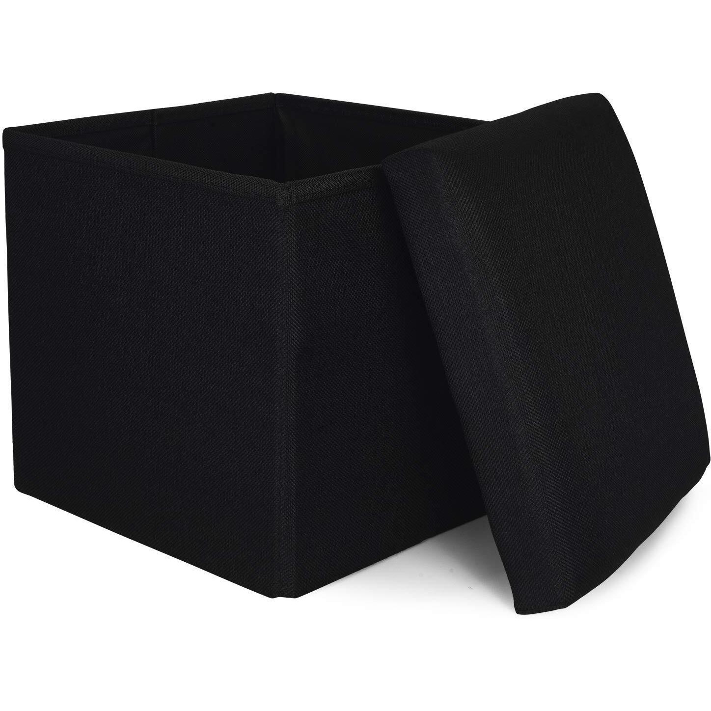 Abtrix With Ab Fabric Folding Organizer Storage Ottoman Bench Footrest Stool Coffee Table Cube,Camping Fishing Toys Chest Stool,Quick&Easy Assembly,22L Capacity,Padded (30X30X30 Cm,Black)