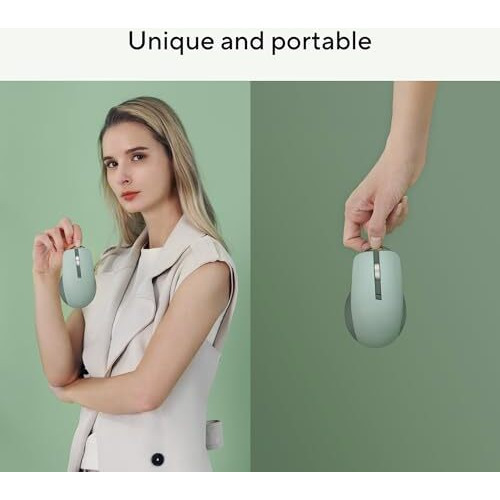 Asus Md200 Mouse, Easy To Carry Wireless Mouse, 4200 Dpi, Multi Device Connect/Bluetooth, Usb Silent Mouse (Green Tea Latte)