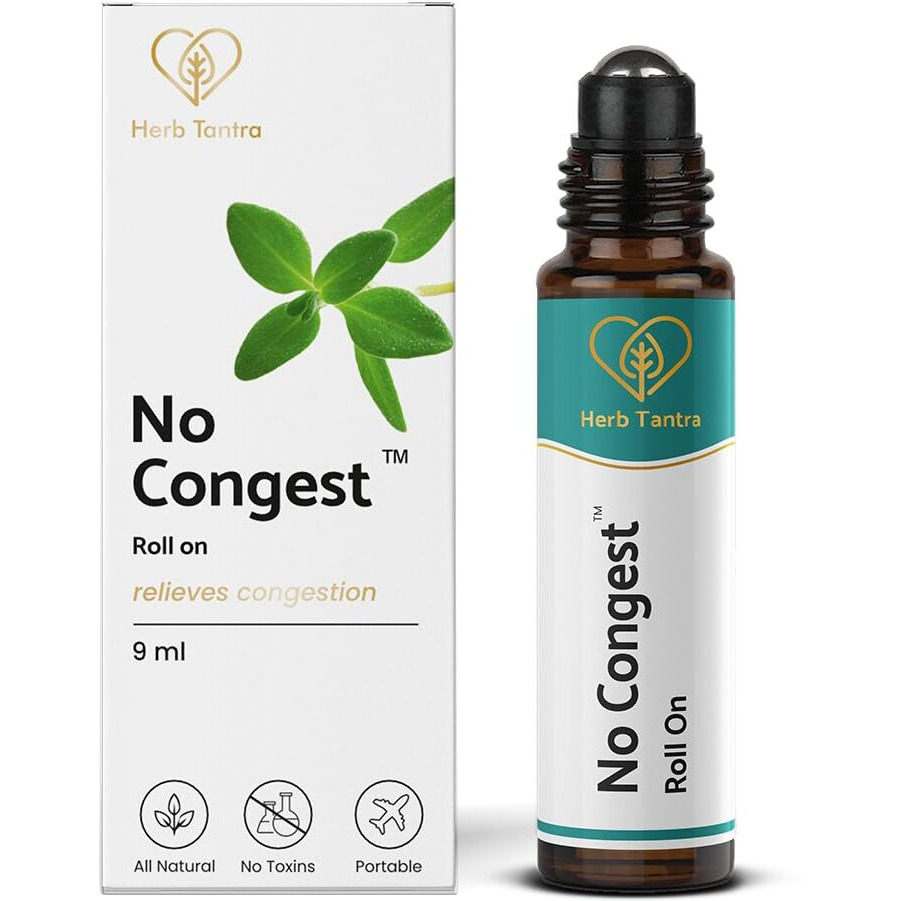 Herb Tantra No Congest Sinus Relief Roll-On | Ayurvedic Nasal Decongestant With Eucalyptus | Quick Blocked Nose, Allergy, Snoring & Cold Relief