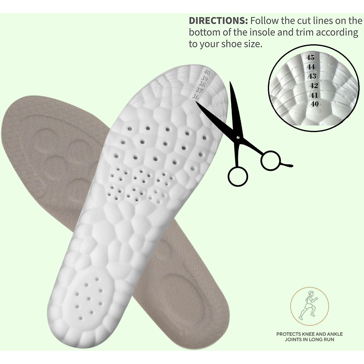 Greemito 4D Foam Insole For Shoes Men And Women,Replacement Shoe Inserts For Sports Shoes, Walking, Running, Sports, Formal & Safety Shoes Insoles (1 Pair) (Male (Large) 40-45)