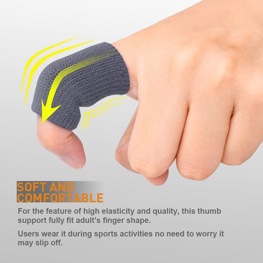Cute Critters 10Pcs Finger Sleeves Protectors Thumb Brace Support Elastic Compression Protector For Relieving Pain, Arthritis,Trigger Finger, Sports (Grey), Free Size