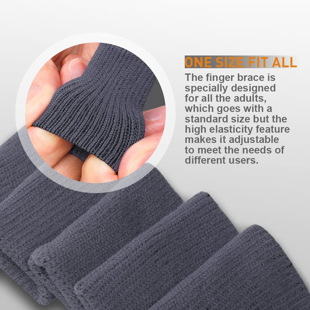Cute Critters 10Pcs Finger Sleeves Protectors Thumb Brace Support Elastic Compression Protector For Relieving Pain, Arthritis,Trigger Finger, Sports (Grey), Free Size