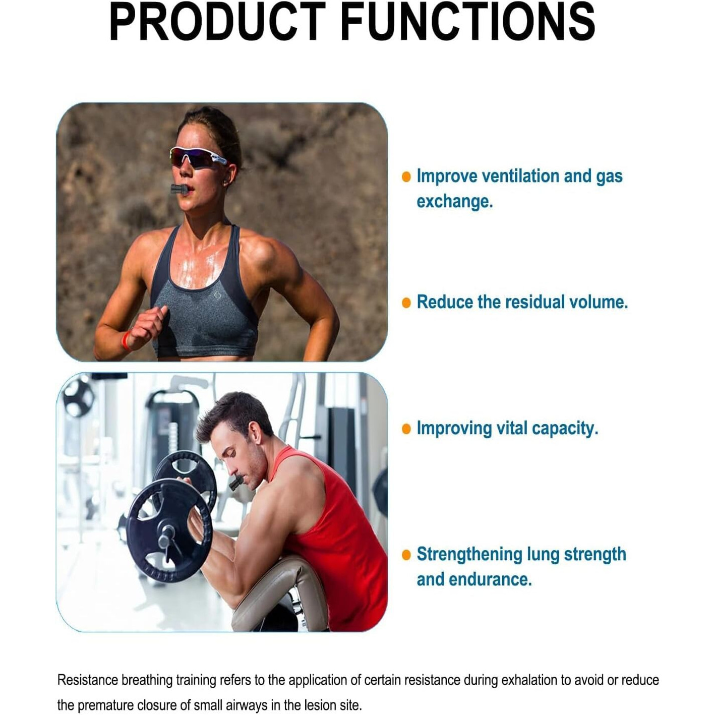 Cloud Hub Lung Capacity Exercise Device, Respiratory Muscle Trainer, Sports Breathing Fitness Equipment For Men And Women, Black