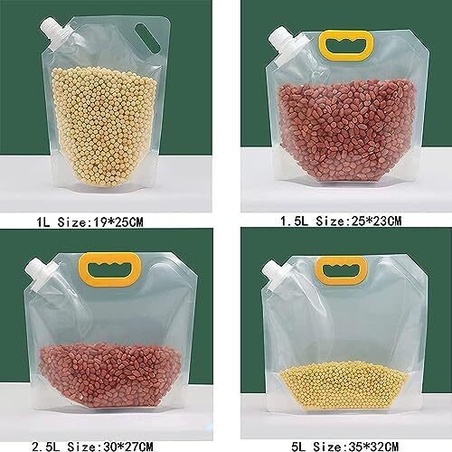 Vrunshi Grain Moisture-Proof Sealed Bag |Stand-Up Food Storage Pouches | Reusable Grain Storage Bags With Portable Handle  Ideal For Beans, Grains, Rice, Coffee, Sugar 10 Pcs  1.5L Capacity (10)