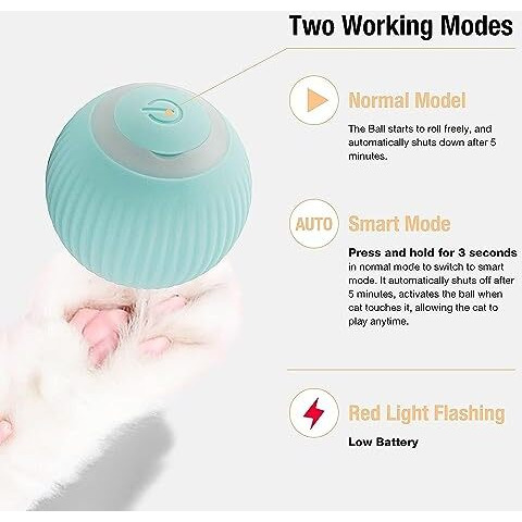 Sky-Touch Interactive Smart Cat Ball,Quiet Cat Toys For Indoor Cats Adult Automatic 360 Rotating Kitten Toys,Intelligent Automatic Mobile Ball Usb Charging Pet Toy,Fun Gift For Kitten