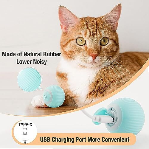 Sky-Touch Interactive Smart Cat Ball,Quiet Cat Toys For Indoor Cats Adult Automatic 360 Rotating Kitten Toys,Intelligent Automatic Mobile Ball Usb Charging Pet Toy,Fun Gift For Kitten