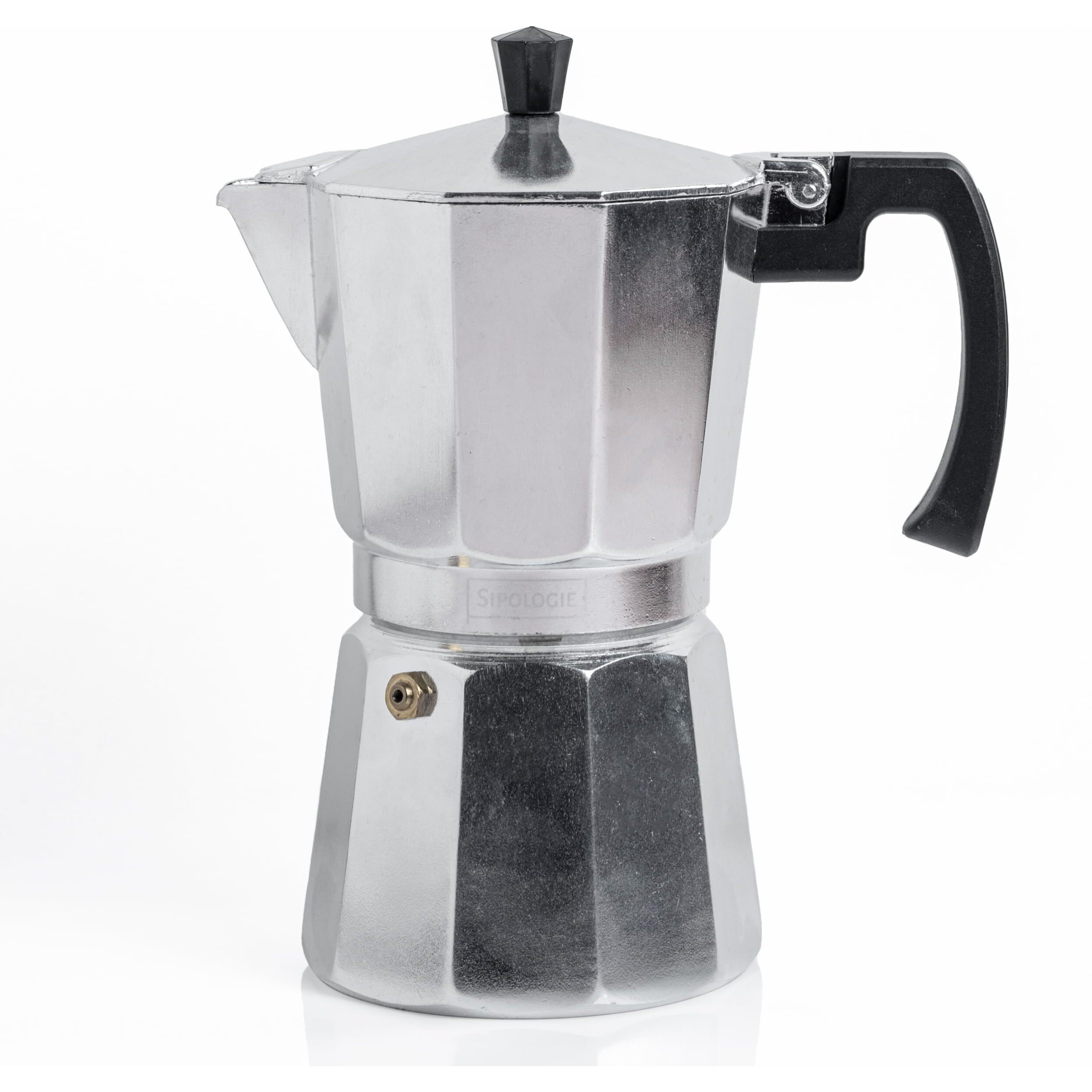 Sipologie Roma Moka Pot Espresso Maker, 360Ml, Classic Italian Brewing For Strong And Flavourful Coffee, Premium Grade Aluminium Stovetop Percolator, Silver