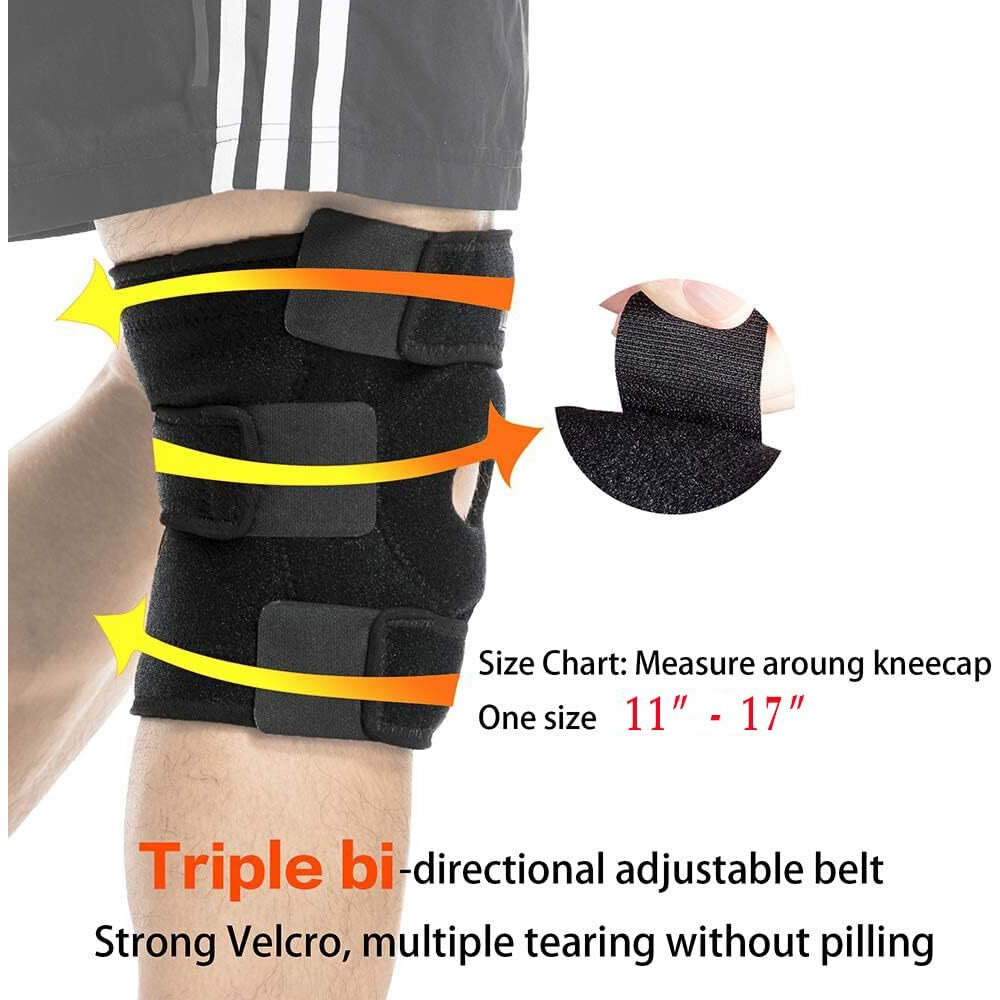 Fashnex Premium Knee Support Open Patella, Breathable Knee Cap Brace For Arthritis, Pain Relief, Sports For Men & Women (Design A - Single (Black),Non Toxic, Free Size)