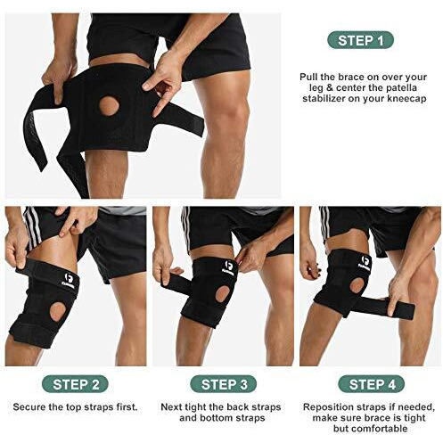 Fashnex Premium Knee Support Open Patella, Breathable Knee Cap Brace For Arthritis, Pain Relief, Sports For Men & Women (Design A - Single (Black),Non Toxic, Free Size)