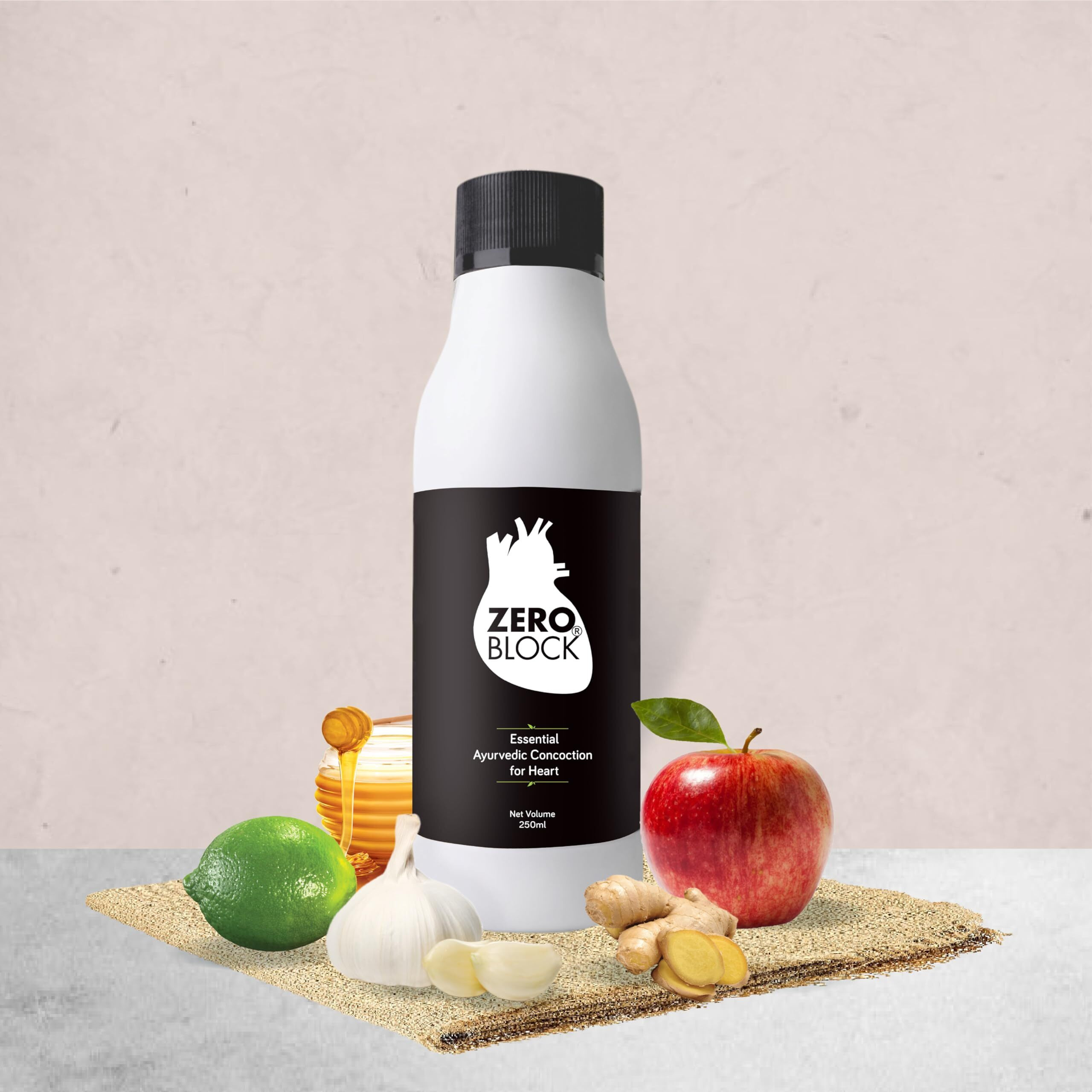 Senera Zero Block | Apple Cider, Ginger, Garlic, Lemon And Honey | Ayurvedic Concoction For Heart Wellness | Pack Of 1 | 250Ml