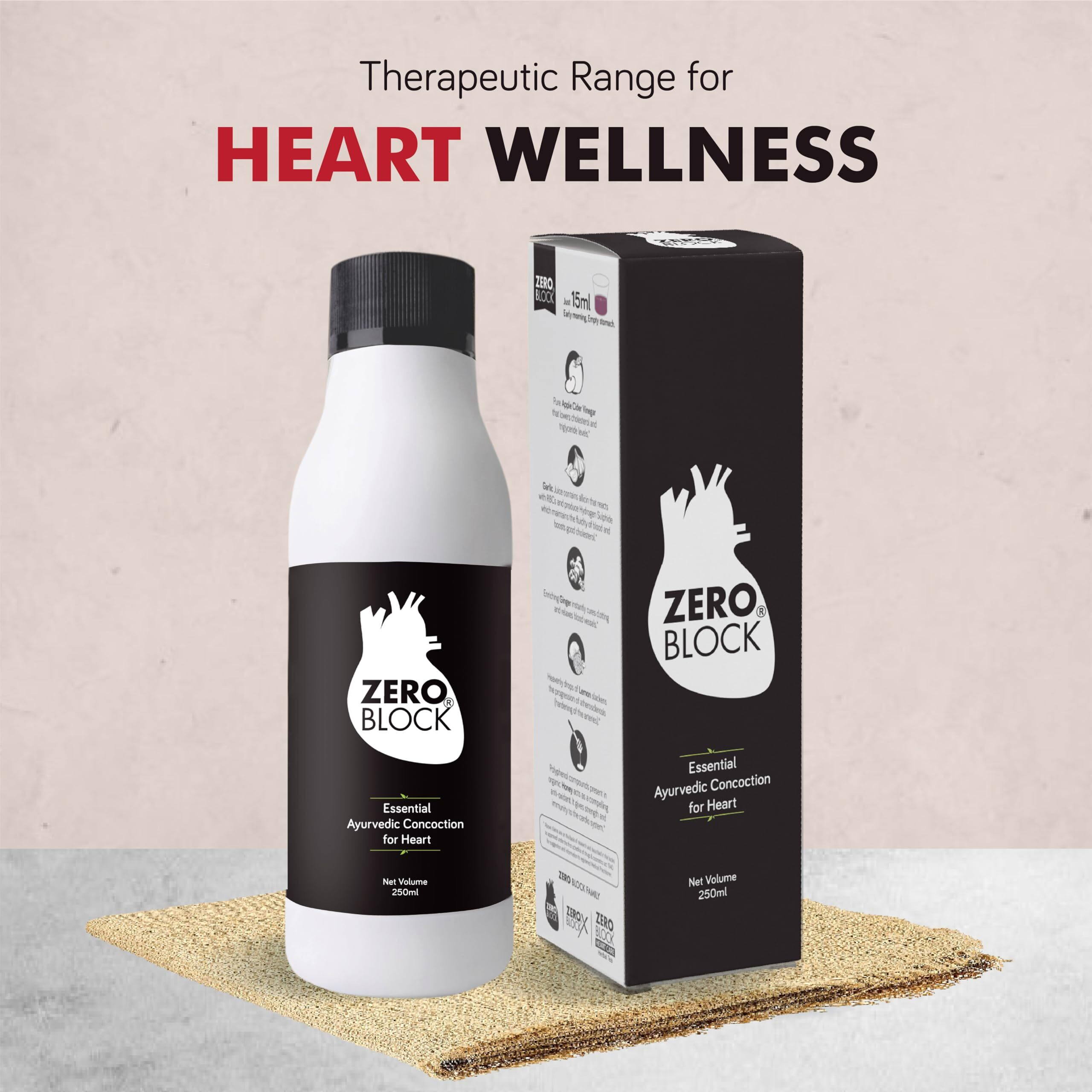 Senera Zero Block | Apple Cider, Ginger, Garlic, Lemon And Honey | Ayurvedic Concoction For Heart Wellness | Pack Of 1 | 250Ml