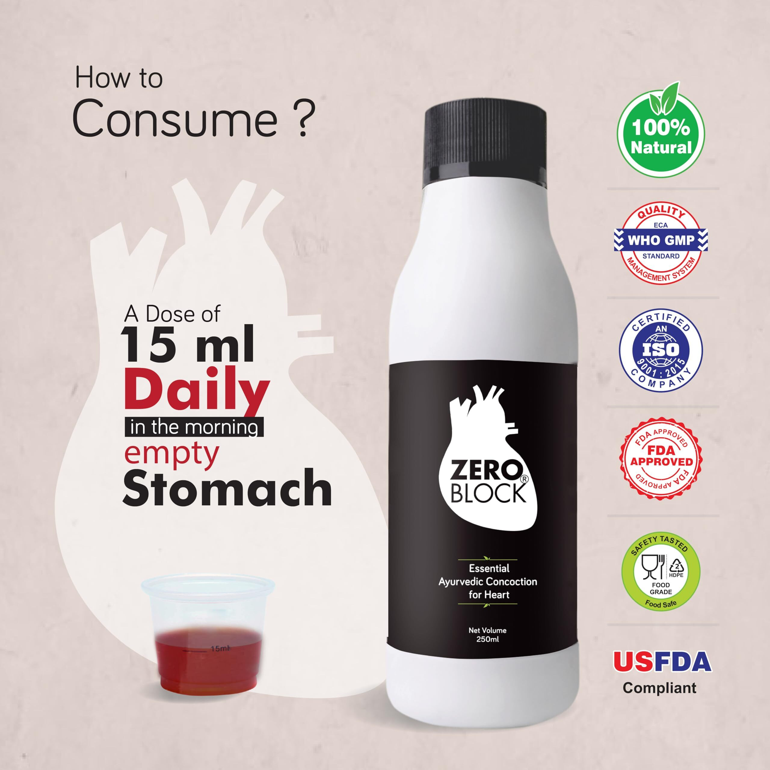 Senera Zero Block | Apple Cider, Ginger, Garlic, Lemon And Honey | Ayurvedic Concoction For Heart Wellness | Pack Of 1 | 250Ml