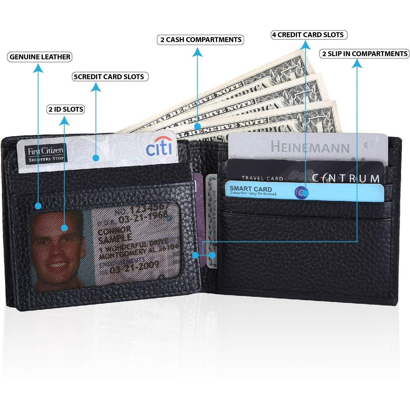 Cross Black Men's Wallet Stylish Genuine Leather Wallets For Men Latest Gents Purse With Card Holder Compartment (Ac1288799_3-1)
