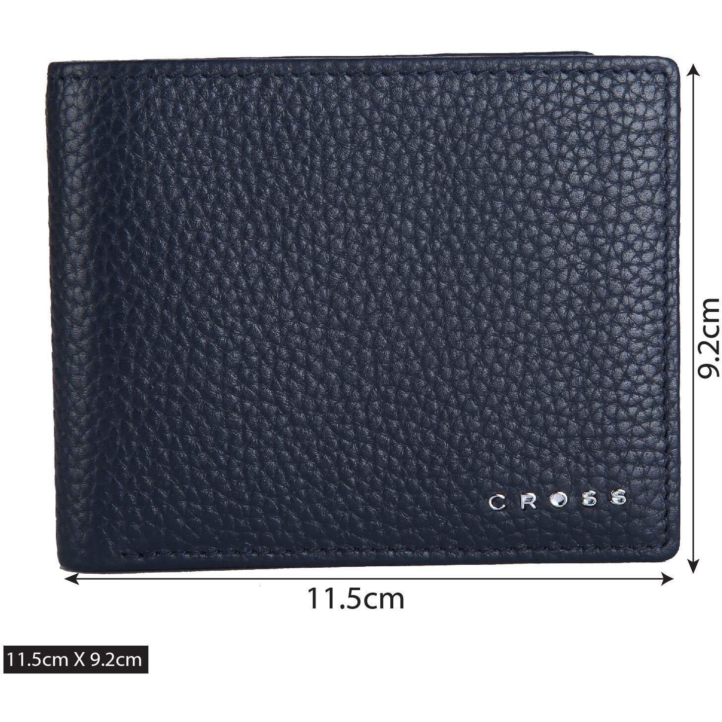 Cross Navy Men's Wallet Stylish Genuine Leather Wallets For Men Latest Gents Purse With Card Holder Compartment (Ac1288799_3-5)