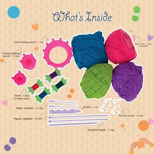 Funskool Kid Handycrafts, Crochet Factory , Crochet Kit , Make Scarves, Placemats, Coasters Building Blocks Pcs, 6 Years +, Multi Color